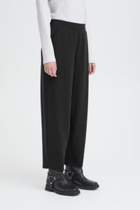 Image 4 of ICHI Wide-Leg Trousers – Black