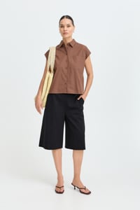 Image 1 of ICHI Wide-Leg Culotte – Black