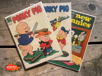 Image 1 of 1950s Vintage Comic Book Lot, New Funnies 1956 &amp; Porky Pig 1955 1960