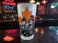 Image 1 of Strange Brew Frosted Pint Glass, Doug &amp; Bob McKenzie, 17oz Beer Glass