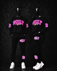 Black&pink Flock Crewneck