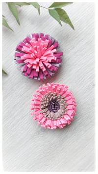 Image 10 of Spilla floreale artigianale in pelle - SPILLANA - Rosa Fluo