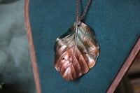 Image 3 of Collana con vera foglia di faggio irlandese con patina dipinta teal
