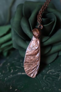 Image 1 of Collana con mezza samara di acero sicomoro in rame con patina ossidata calda 1