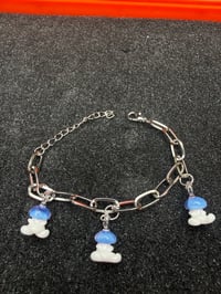 Image 2 of Translucent purple mushroom charm bracelet 