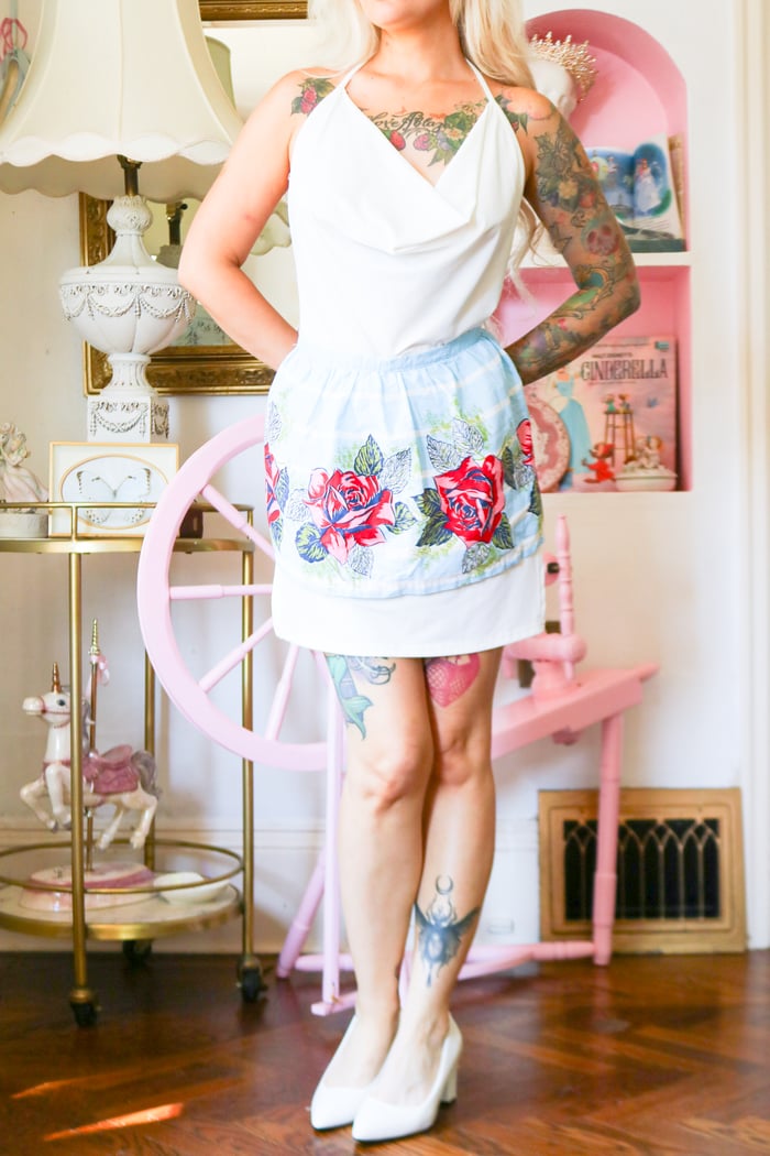 Vintage Rose Mini Half Waist Apron (Petite-Kids)