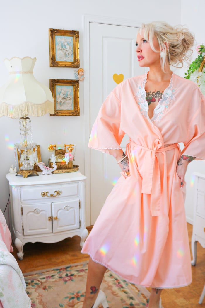 Vintage 1970s Kelly Reed Sherbet Orange Robe (Medium)