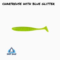 4 In Paddle Tails Chartreuse w Blue Glitter (5 Pack)  