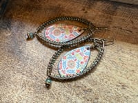 Image 14 of Morning Glory enamel earrings .  n8