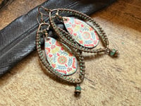 Image 3 of Morning Glory enamel earrings .  n8