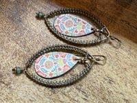 Image 16 of Morning Glory enamel earrings .  n8