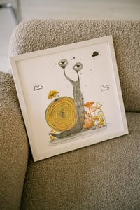 Image 4 of Snail with cute mushrooms - print