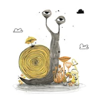 Image 2 of Snail with cute mushrooms - print