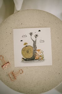 Image 3 of Snail with cute mushrooms - print