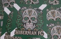 Image 1 of Pack of 25 7x7cm Hibs, Hibernian Mexican Style Skull Football/Ultras Stickers