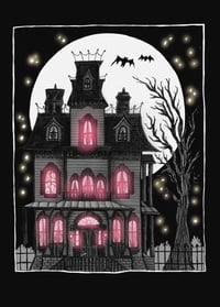 Image 2 of Haunted House Print (B&W, Pink and Green)