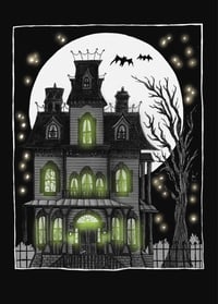 Image 3 of Haunted House Print (B&W, Pink and Green)
