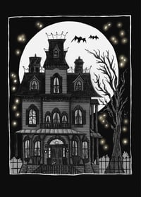 Image 1 of Haunted House Print (B&W, Pink and Green)