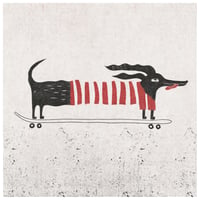 Image 1 of Long dog with longboard - print