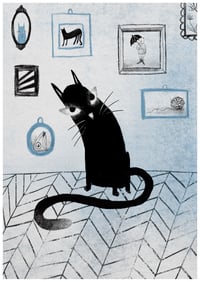 Image 4 of Cat with its favorite things - print
