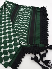Image 2 of Emerald Green & White Black Tassels Keffiyeh