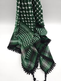 Image 3 of Emerald Green & White Black Tassels Keffiyeh
