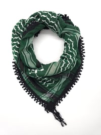 Image 1 of Emerald Green & White Black Tassels Keffiyeh