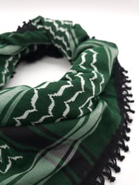 Image 4 of Emerald Green & White Black Tassels Keffiyeh