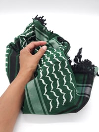 Image 5 of Emerald Green & White Black Tassels Keffiyeh