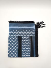 Image 2 of Dusky Blue & White Black Tassels Keffiyeh