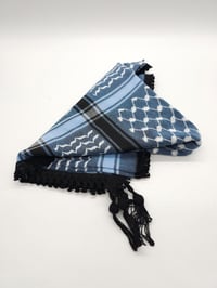 Image 3 of Dusky Blue & White Black Tassels Keffiyeh