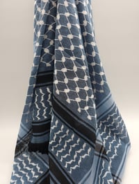 Image 4 of Dusky Blue & White Black Tassels Keffiyeh