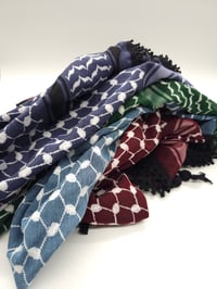 Image 5 of Dusky Blue & White Black Tassels Keffiyeh