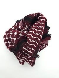 Image 3 of Maroon & White Black Tassels Keffiyeh