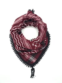 Image 2 of Maroon & White Black Tassels Keffiyeh
