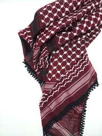Image 5 of Maroon & White Black Tassels Keffiyeh