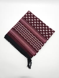 Image 4 of Maroon & White Black Tassels Keffiyeh
