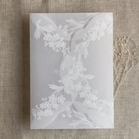 Image 4 of White lace vellum petal pochette for 5x7 card | pack of 10