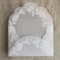 Image 2 of White lace vellum petal pochette for 5x7 card | pack of 10