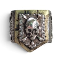 Image 1 of Vintage "Dethroned" Aztec Skull Ring #2, c. 1940s