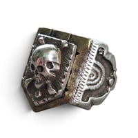 Image 2 of Vintage "Dethroned" Aztec Skull Ring #2, c. 1940s
