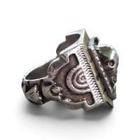Image 5 of Vintage "Dethroned" Aztec Skull Ring #2, c. 1940s