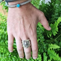 Image 8 of Vintage "Dethroned" Aztec Skull Ring #2, c. 1940s