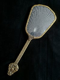 Image 1 of Ornate Vintage Hand mirror with Real Preserved Web - 1