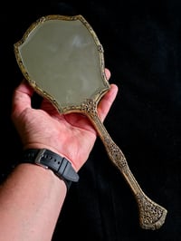 Image 3 of Ornate Vintage Hand mirror with Real Preserved Web - 2