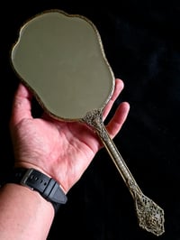 Image 3 of Ornate Vintage Hand mirror with Real Preserved Web - 3