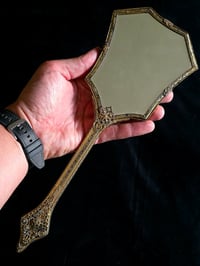 Image 3 of Ornate Vintage Hand mirror with Real Preserved Web - 4