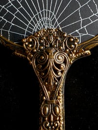 Image 4 of Ornate Vintage Hand mirror with Real Preserved Web - 5