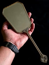 Image 3 of Ornate Vintage Hand mirror with Real Preserved Web - 6