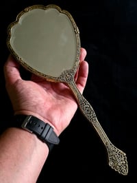 Image 3 of Ornate Vintage Hand mirror with Real Preserved Web - 7